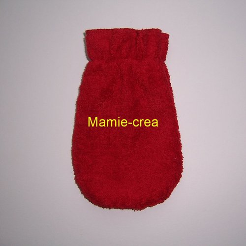 Gant de toilette élastiqué pour enfant en éponge de coton de couleur vive rouge
