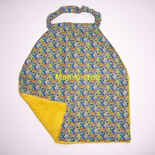 Serviette élastiquée en tissu coton et éponge de coton jaune pour enfant