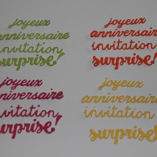 Lot de  découpes écriture  " joyeux anniversaire   "  en couleur .