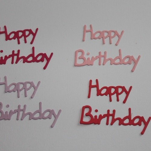 Lot de  découpes écriture  " happy birthday  "  en couleur .