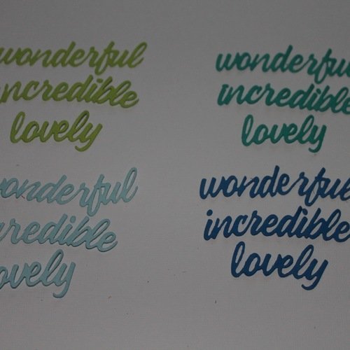 Lot de  découpes écriture  " lovely "  en couleur .