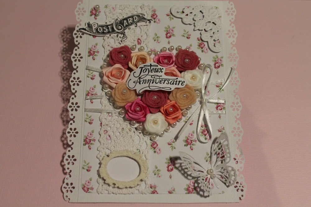 Reserve Carte Double Joyeux Anniversaire Cœur Rempli De Roses Un Grand Marche