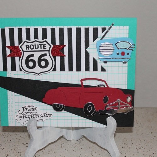 Carte Double Anniversaire Route 66 Elements Colles En 3d Pour Homme Ou Garcon Un Grand Marche