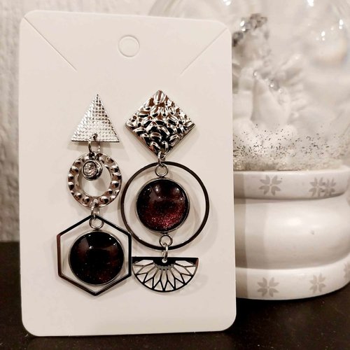 Boucles acier inoxydable "rouge elixir"