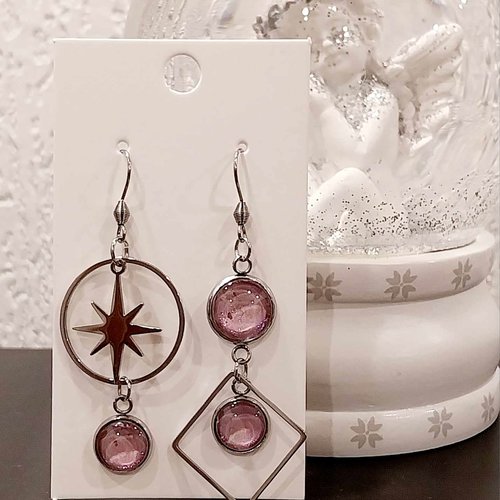 Boucles acier inoxydable dépareillées rose poudré
