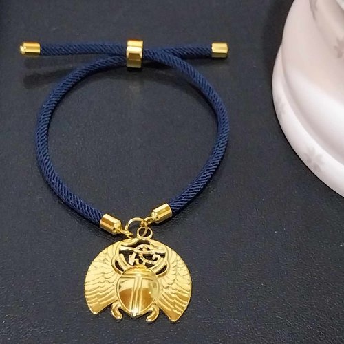 Bracelet cordon torsadé marine thème "egypte"