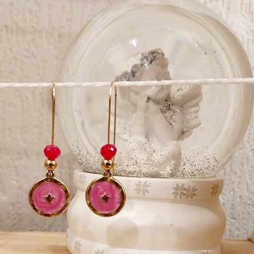 Boucles dormeuses roses