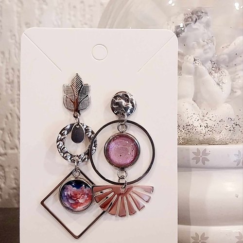 Boucles acier inoxydable "rose poudré"