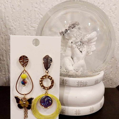 Boucles acier inoxydable dépareillées "symphonie colorée"