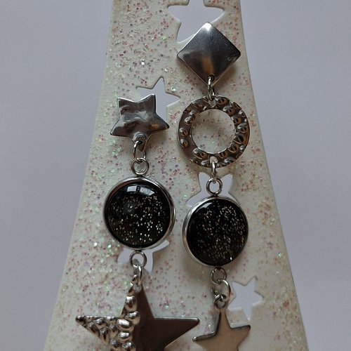 Boucles pendantes  cabochons  en acier inoxydable