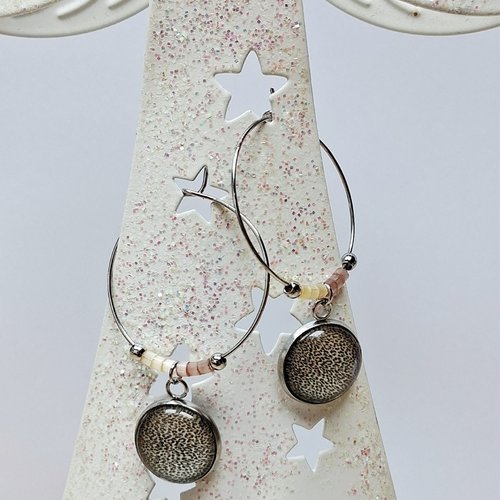 Créoles "léopard" et perles miyuki