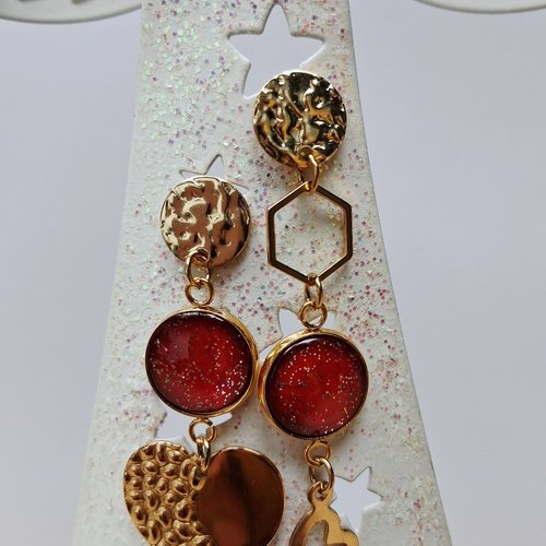 Boucles pendantes "rubi"en acier inoxydable doré