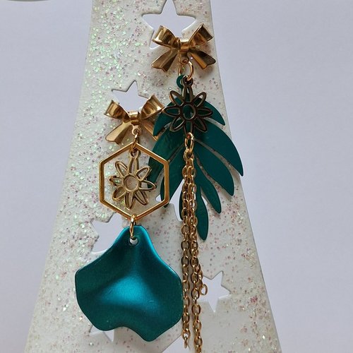 Boucles acier inoxydable dépareillées "jardin secret"