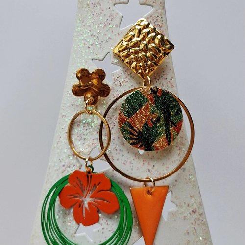 Boucles acier inoxydable dépareillées "exotic"