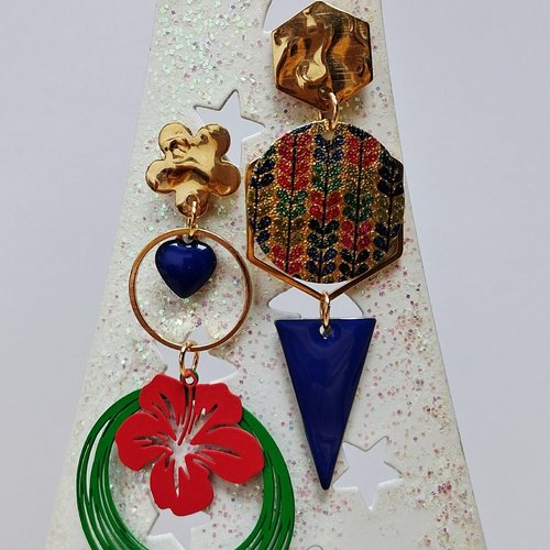 Boucles acier inoxydable dépareillées "floraya"