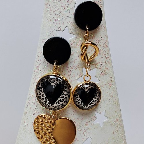 Boucles pendantes "amour"en acier inoxydable doré