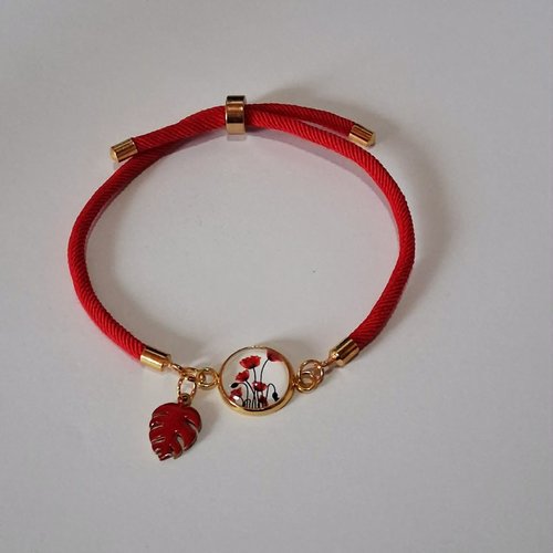 Bracelet réglable torsadé "coquelicot"