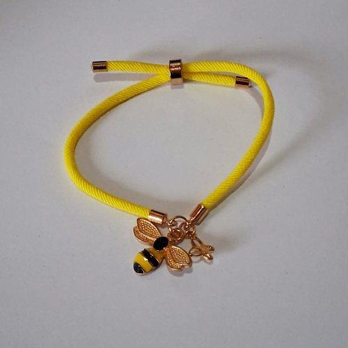 Bracelet réglable torsadé jaune "abeille"