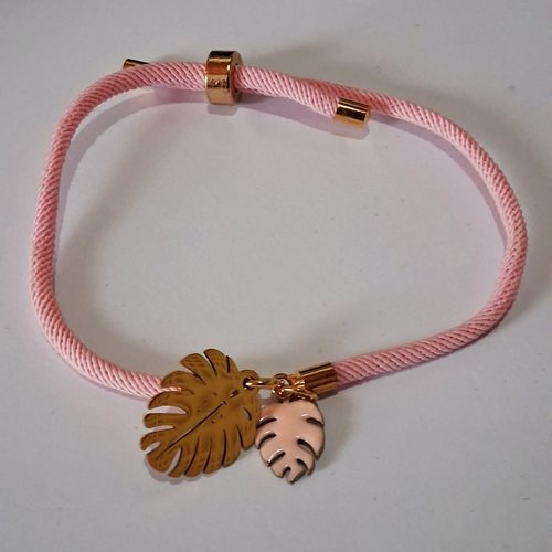 Bracelet réglable torsadé "monstera"