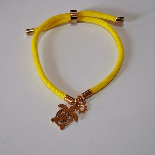 Bracelet réglable torsadé jaune  " turtle "