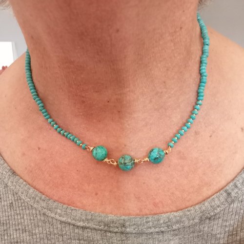 Collier turquoises et gold filled