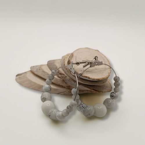 Hooper - créoles acier inoxydable et perles blanches