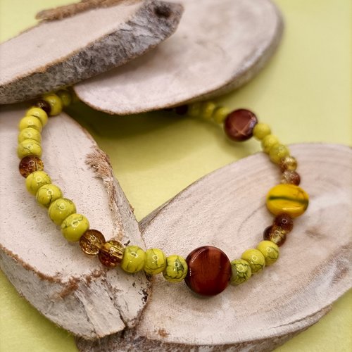 Kibao - bracelet estival en perles jaunes