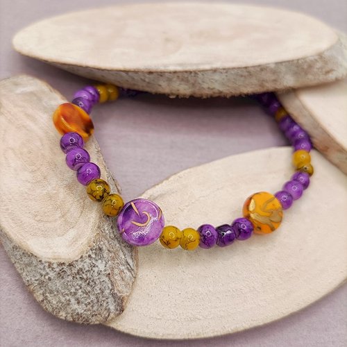 Kibao - bracelet estival en perles violettes