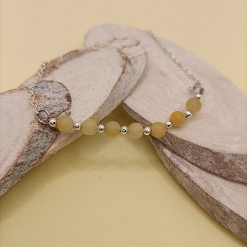 Hydna - bracelet fin en acier inoxydable et calcites jaunes