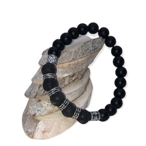 Matiaga - bracelet homme en perles agates noires mattes