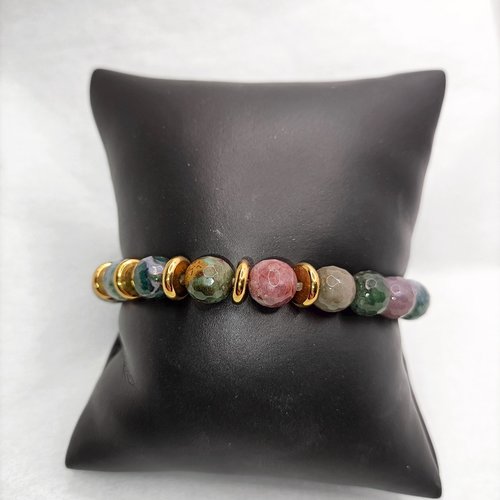 Cheyenne - bracelet en pierres d'agates indiennes facetées