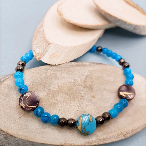 Kibao - bracelet estival en perles bleues
