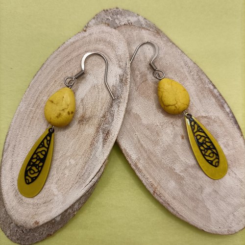 Aquarelle - boucles d'oreilles estivales pendantes jaune