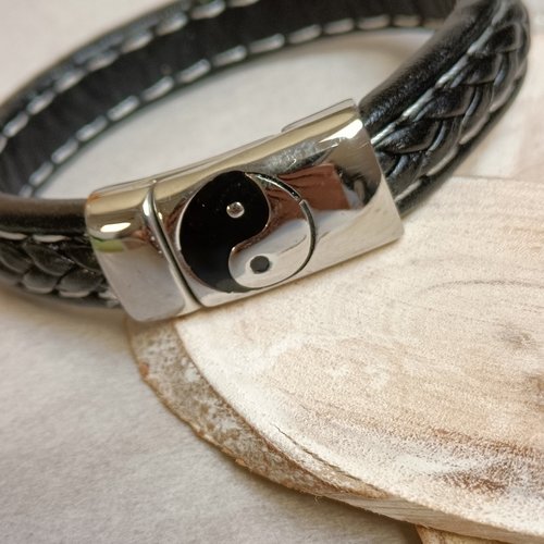 Zenith - bracelet pour homme en cuir et acier inoxydable