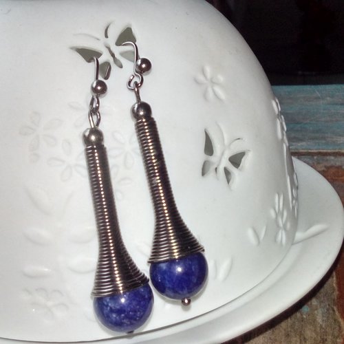 Boucles d'oreille "grande lapis lazuli"