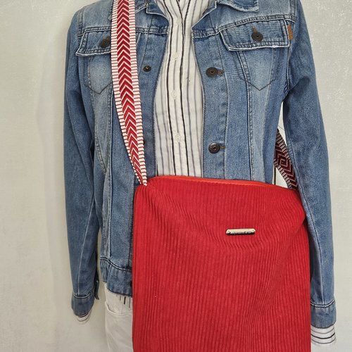 Sac en velours en bandoulière