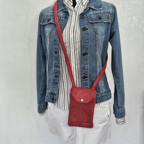 Pochette téléphone en velours en bandoulière