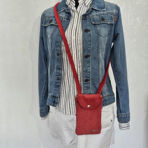 Pochette téléphone en velours en bandoulière