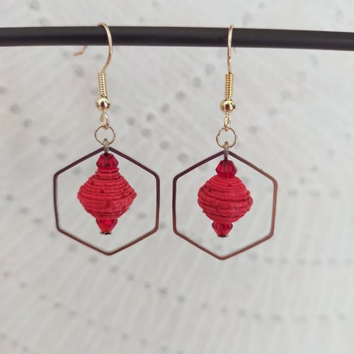 Boucles d'oreilles fantaisie perle en papier