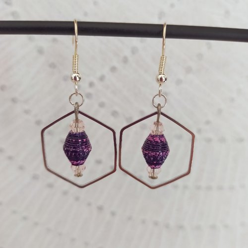 Boucles d'oreilles fantaisie perle en papier