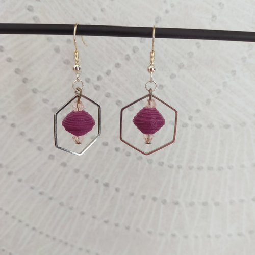 Boucles d'oreilles fantaisie perle en papier