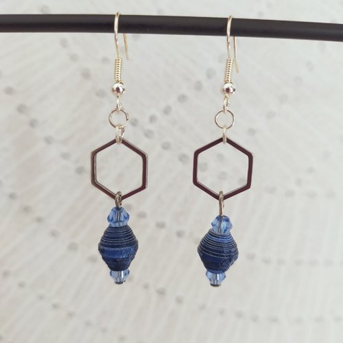 Boucles d'oreilles fantaisie perle en papier