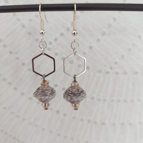Boucles d'oreilles fantaisie perle en papier