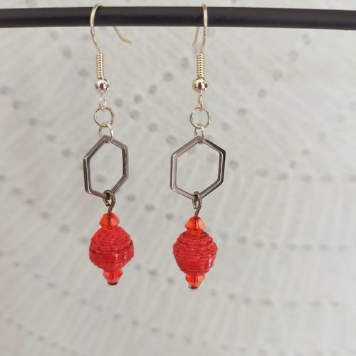 Boucles d'oreilles fantaisie perle en papier