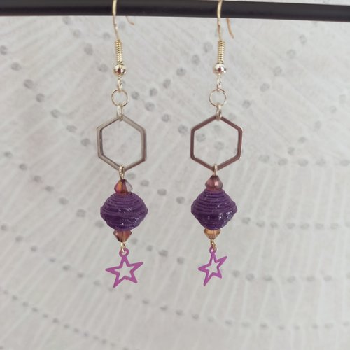 Boucles d'oreilles fantaisie perle en papier