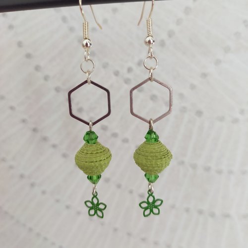 Boucles d'oreilles fantaisie perle en papier