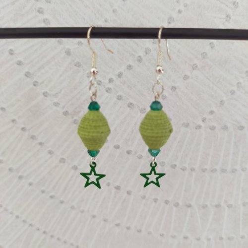 Boucles d'oreilles fantaisie perle en papier