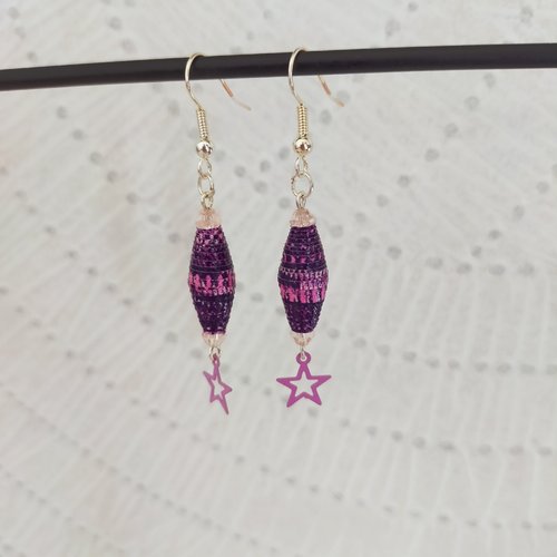 Boucles d'oreilles fantaisie perle en papier