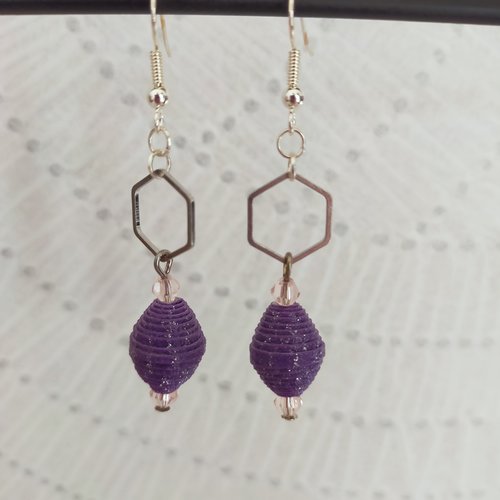 Boucles d'oreilles fantaisie perle en papier