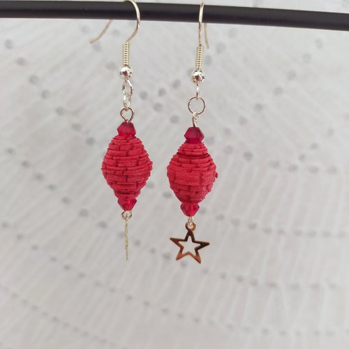 Boucles d'oreilles fantaisie perle en papier